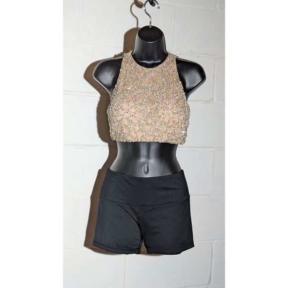Glamour by Terani Couture Crop Top Beaded Embellished Sleeveless Blouse Size 4 - Picture 1 of 4